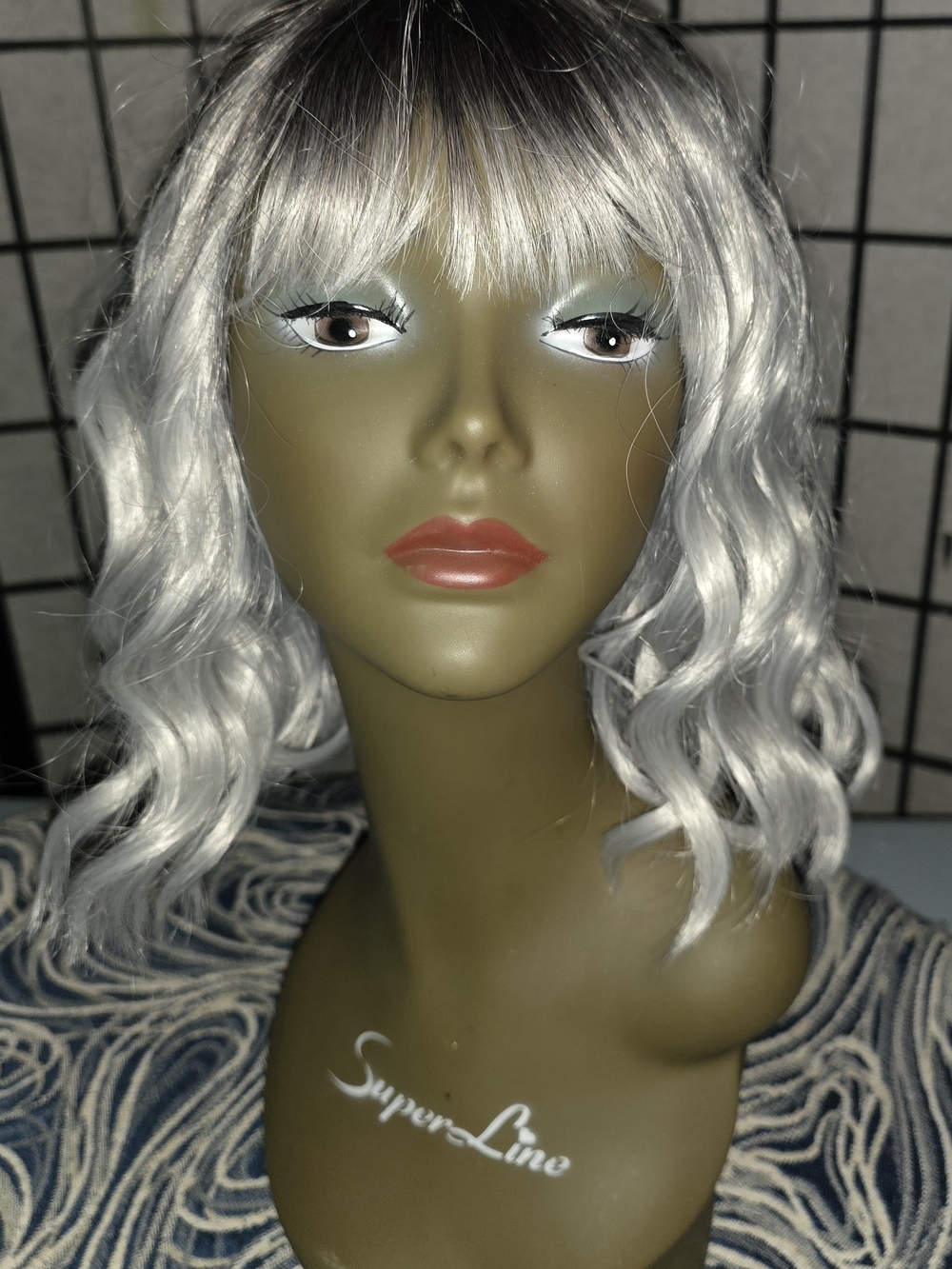 Swiking, Silver Short Wavy Lace Front Wig with Bangs